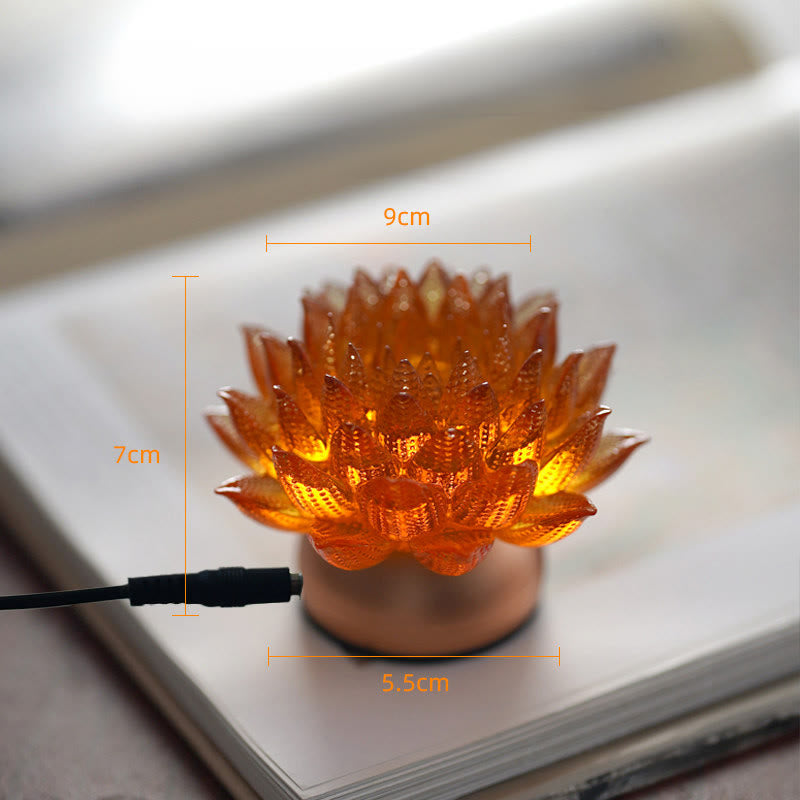 Buddha Stones Lotus Liuli Glass Copper Brass New Begining Home Decoration