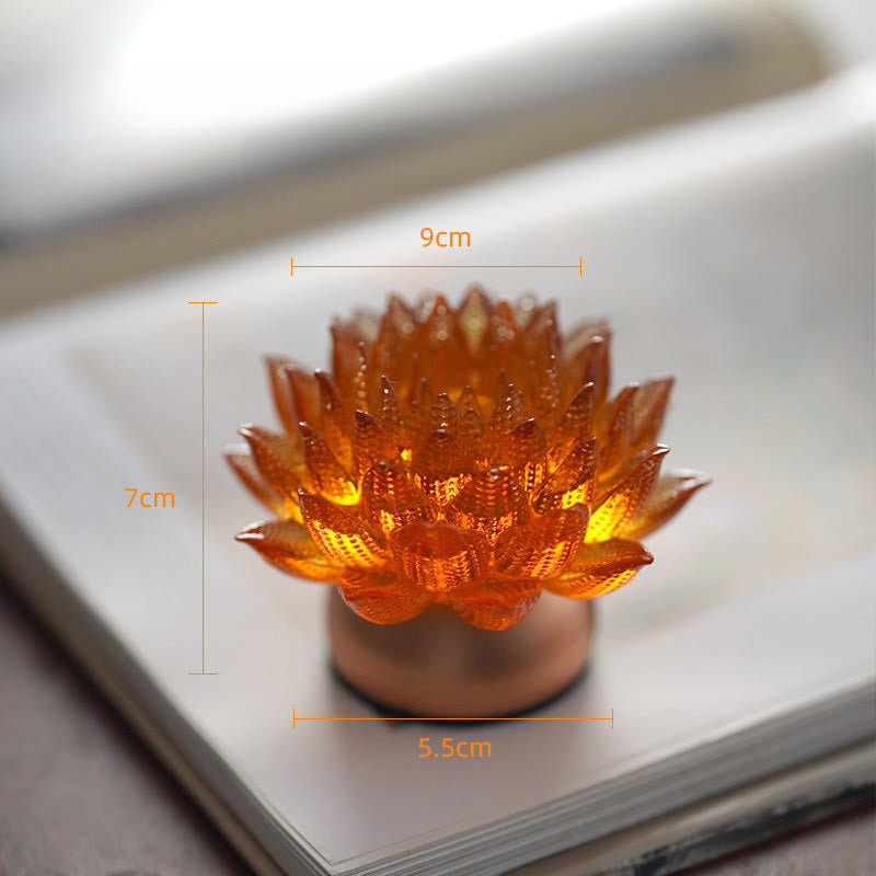Buddha Stones Lotus Liuli Glass Copper Brass New Begining Home Decoration