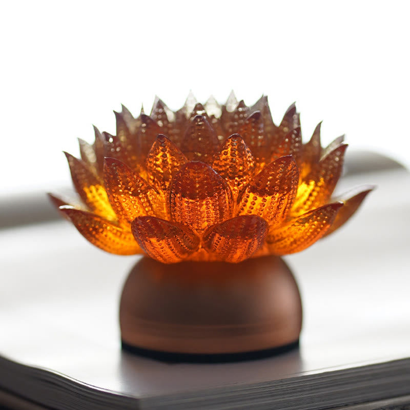 Buddha Stones Lotus Liuli Glass Copper Brass New Begining Home Decoration