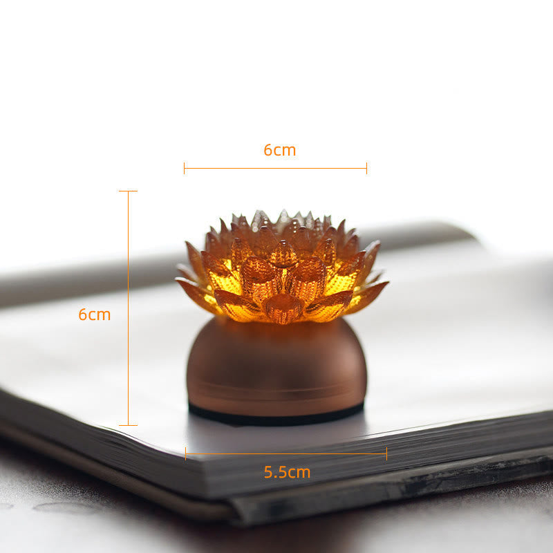 Buddha Stones Lotus Liuli Glass Copper Brass New Begining Home Decoration