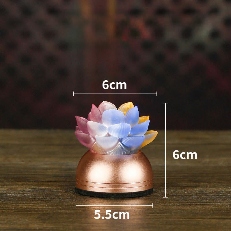 Buddha Stones Lotus Liuli Glass Copper New Begining Home Decoration