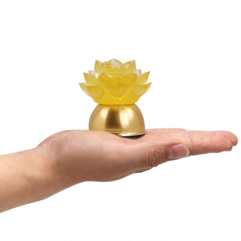 Buddha Stones Lotus Liuli Glass Copper New Begining Home Decoration