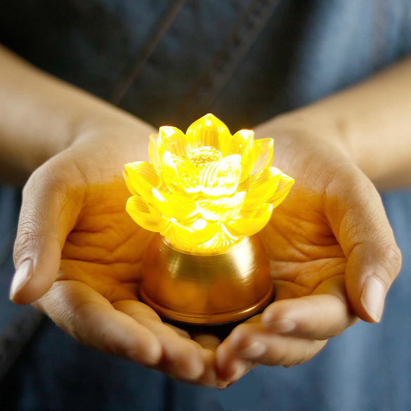 Buddha Stones Lotus Liuli Glass Copper New Begining Home Decoration