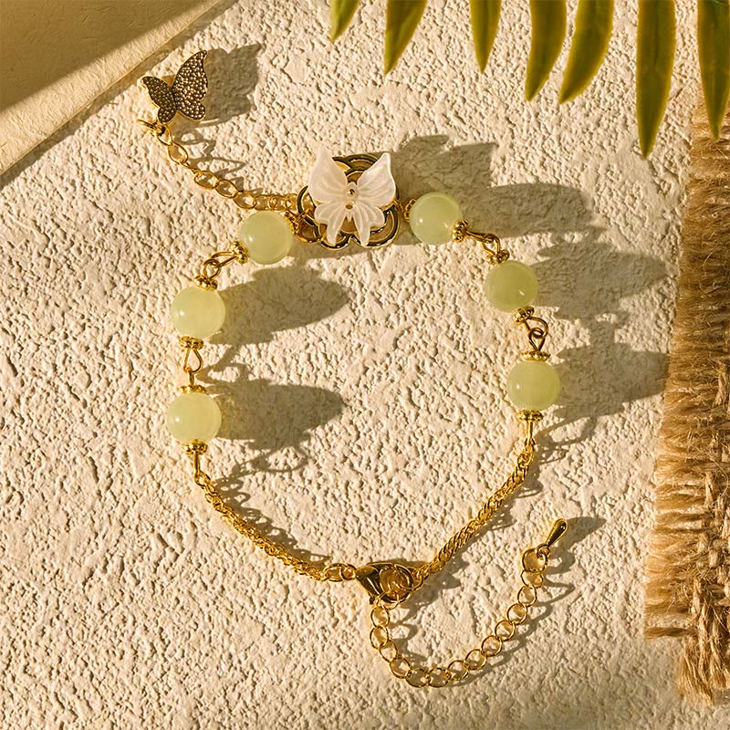 Buddha Stones Liuli Glass Bead Butterfly Blessing Love Bracelet
