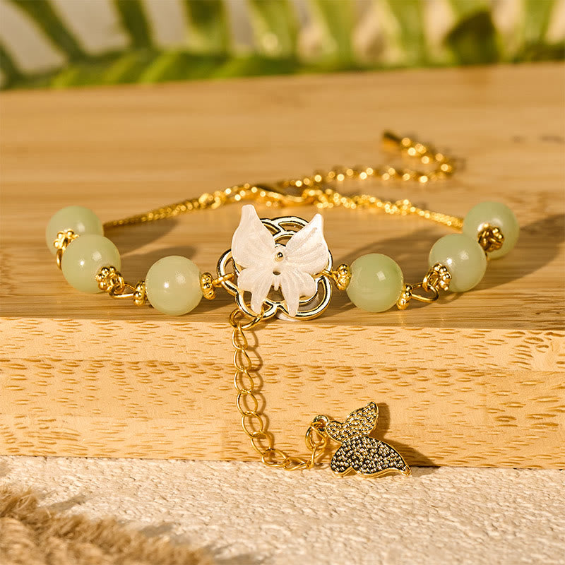 Buddha Stones Liuli Glass Bead Butterfly Blessing Love Bracelet
