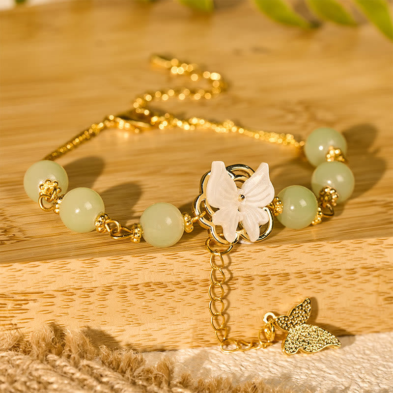 Buddha Stones Liuli Glass Bead Butterfly Blessing Love Bracelet