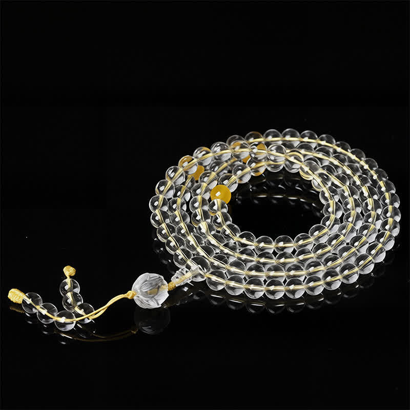 Buddha Stones Liuli Lotus 108 Round Beads Enlightenment Mala