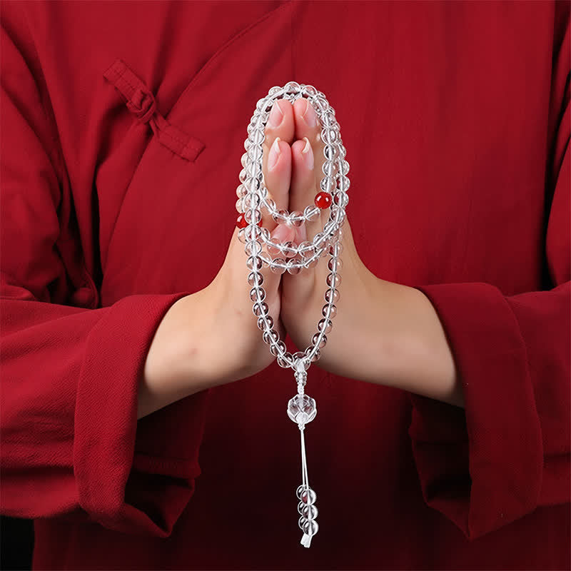 Buddha Stones Liuli Lotus 108 Round Beads Enlightenment Mala