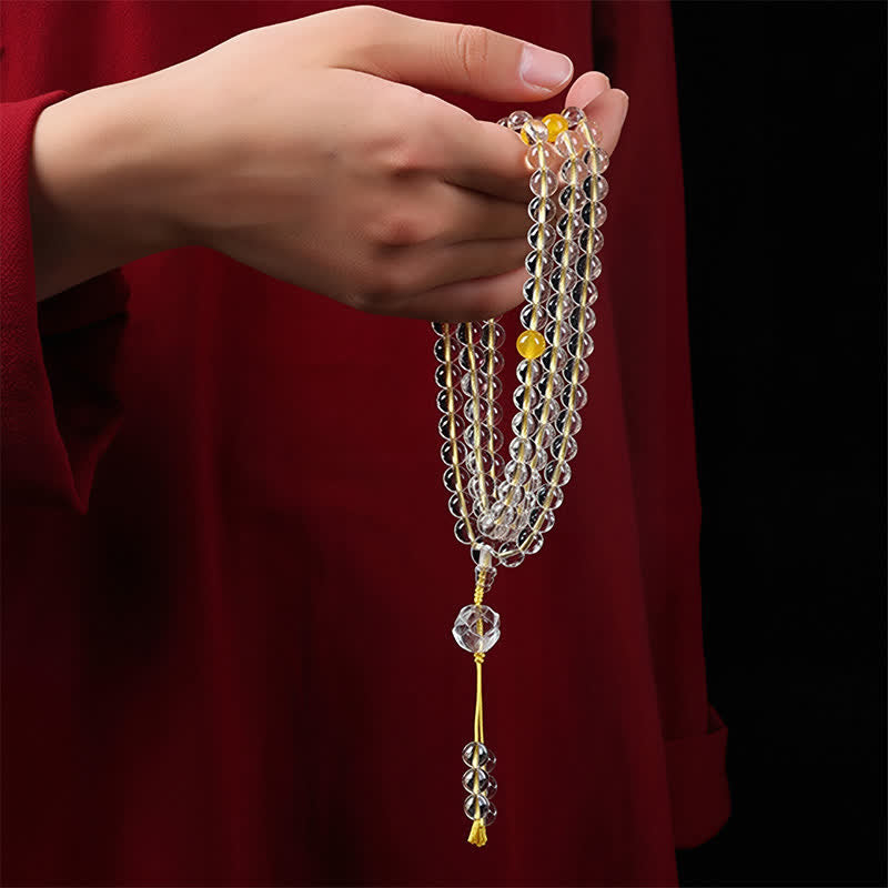 Buddha Stones Liuli Lotus 108 Round Beads Enlightenment Mala