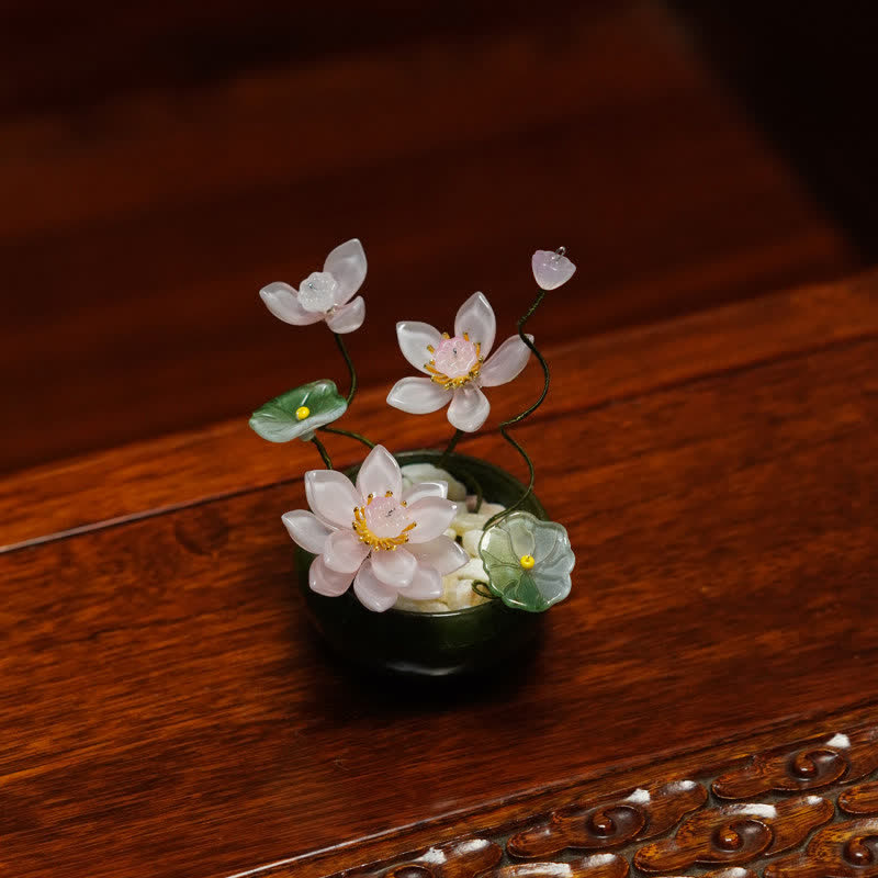 Buddha Stones Lotus Liuli Flowerpot Handmade Mindful Living Decor
