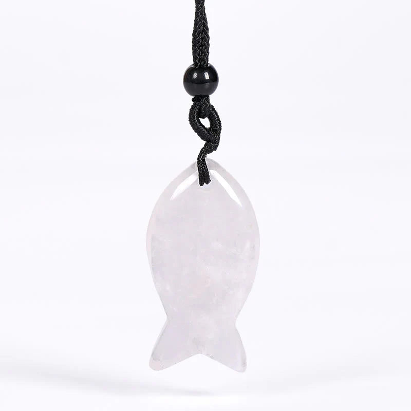 Buddha Stones Koi Fish Pink Crystal Indian Agate Amethyst Topaz Red Jasper Success Warmth Necklace Pendant