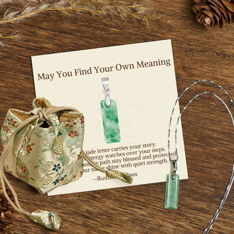 Buddha Stones May You Find Your Own Meaning Natural A-Z Letter Jade 925 Sterling Silver Chain Necklace Includes Gift Message Card