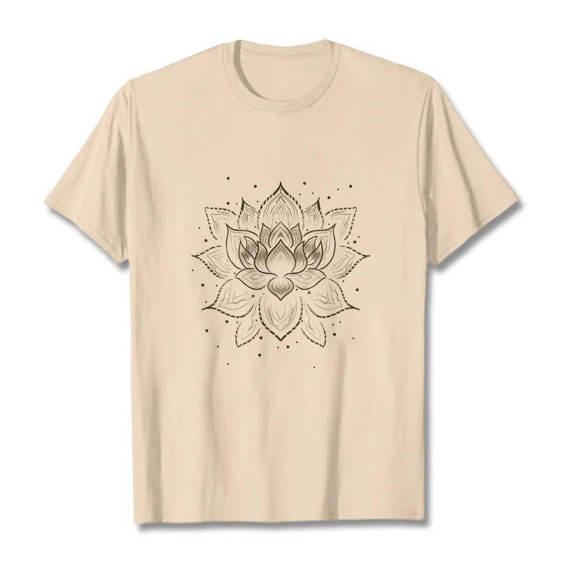 Buddha Stones Golden Lotus Flower Design Tee T-shirt