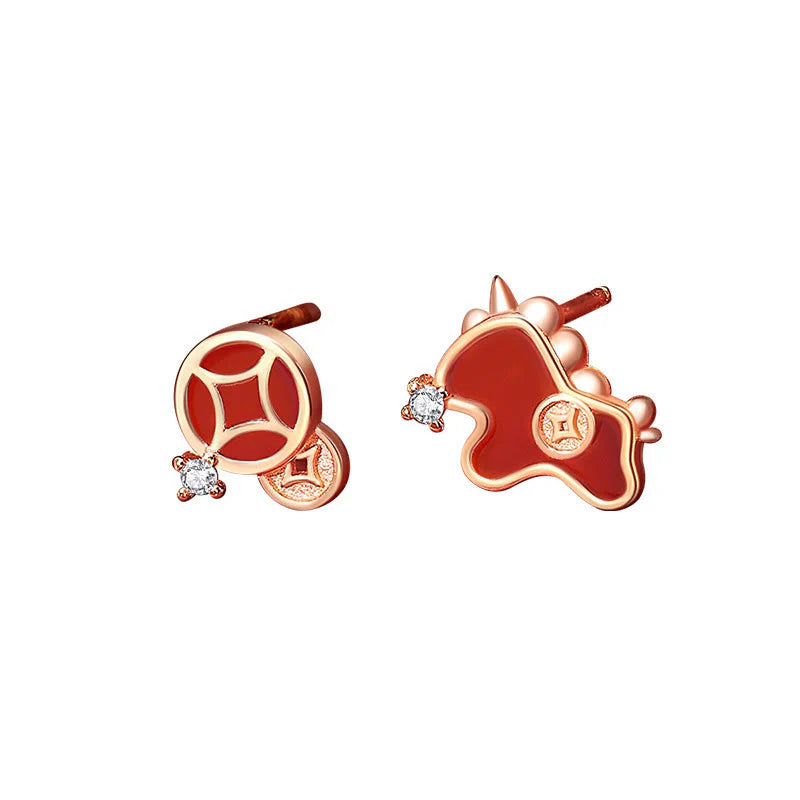 Buddha Stones 925 Sterling Silver Year Of The Horse Coin Charm Red Agate Blessing Necklace Pendant