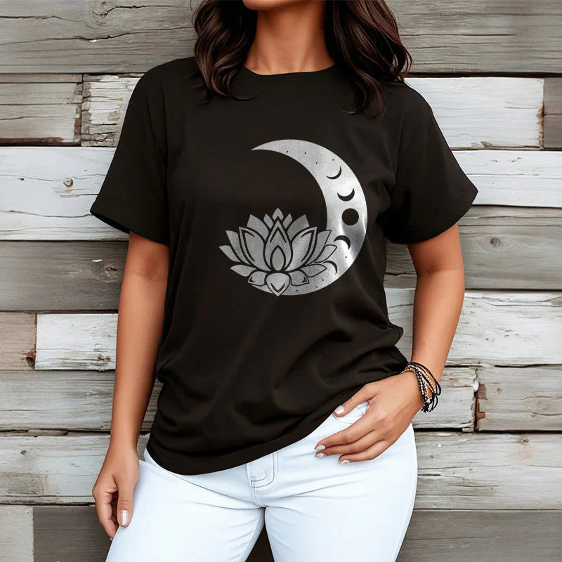Buddha Stones Crescent Moon Lotus Flower Sun Tee T-shirt