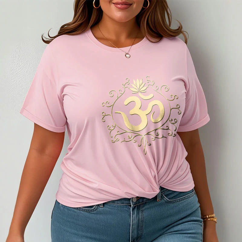 Buddha Stones Om Symbol Vines Lotus Flower Tee T-shirt