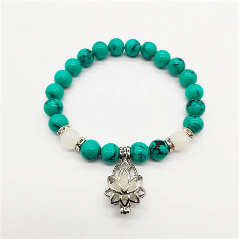 FREE Today: Positive Thinking Tibetan Turquoise Glowstone Luminous Bead Lotus Protection Bracelet