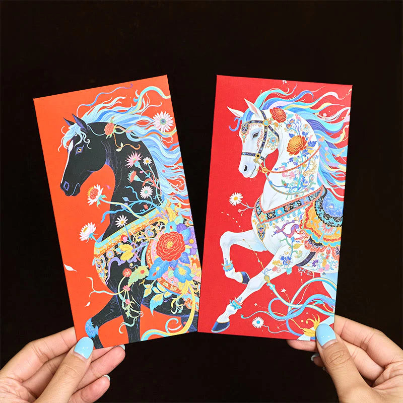 Buddha Stones 6pcs Colorful Chinese Red Envelope Year Of The Horse 2026 New Year