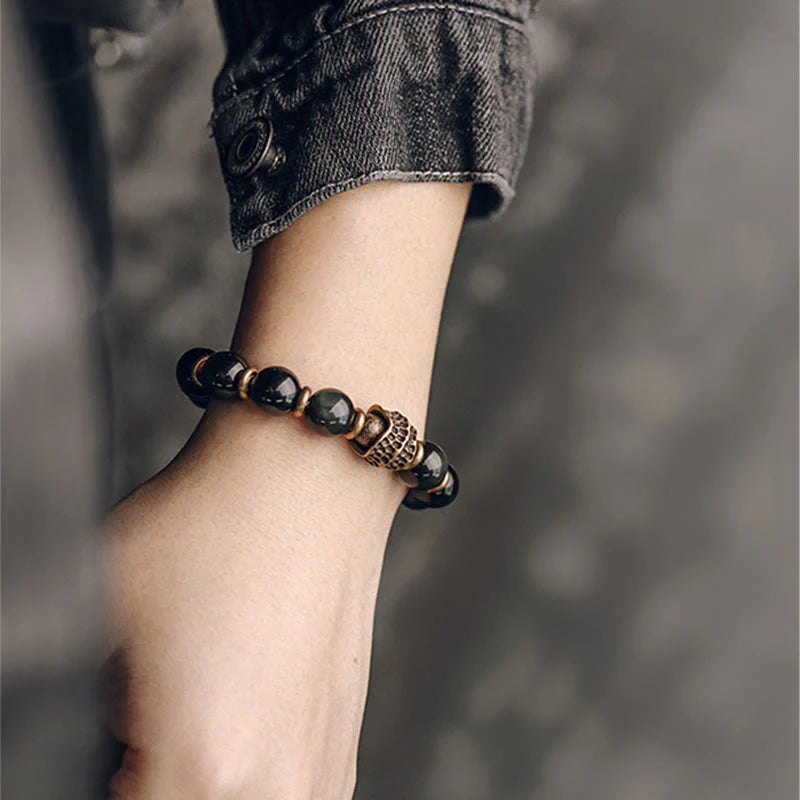 Buddha Stones Rainbow Obsidian Copper Love Healing Bracelet