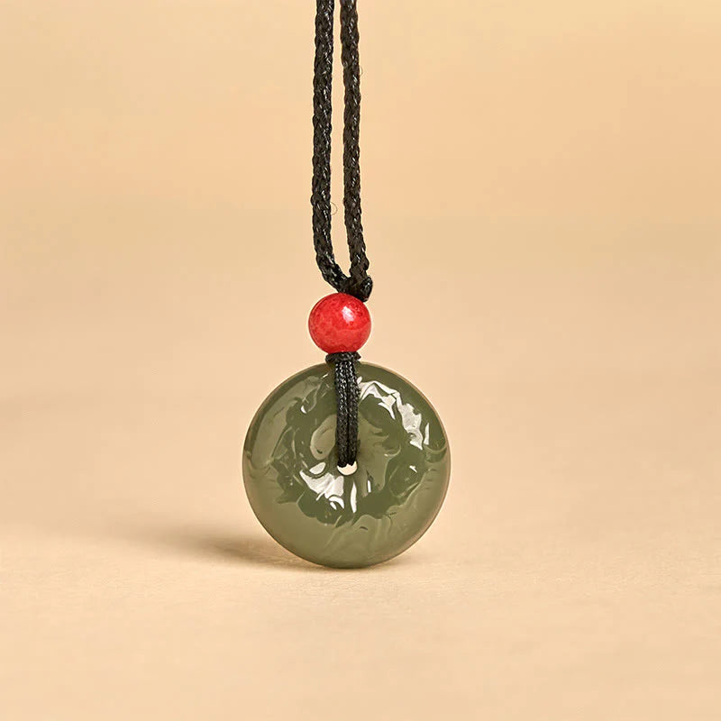 Buddha Stones Wishing You Peace and Safety Peace Buckle Jade Necklace Includes Gift Message Card