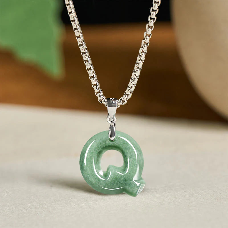 Buddha Stones May You Find Your Own Meaning Natural A-Z Letter Jade Titanium Steel Chain Necklace Includes Gift Message Card