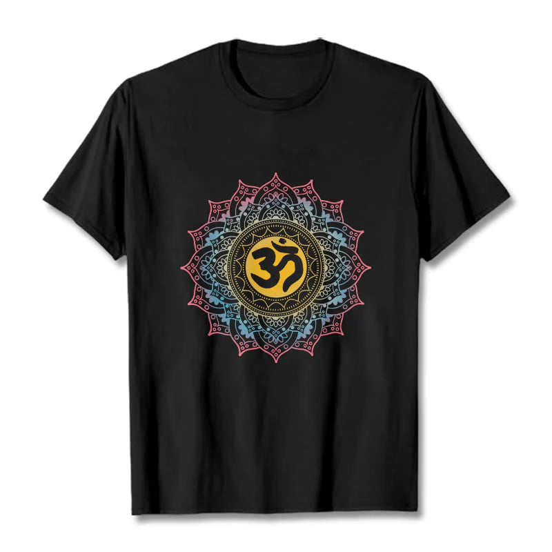 Buddha Stones Color Gradient Mandala OM Pattern Tee T-shirt