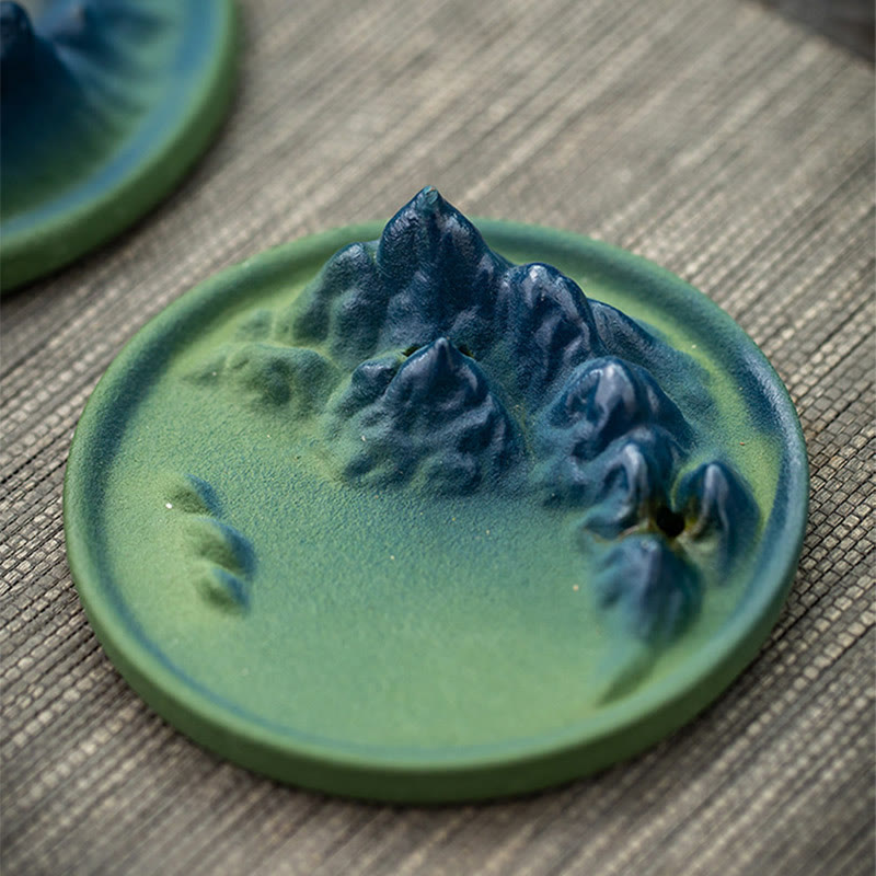Buddha Stones Creative Mountain River Ceramic Healing Backflow Incense Burner