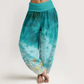 Buddha Stones Cotton Vast Ocean Pattern Women's Elastic Waist Harem Pants