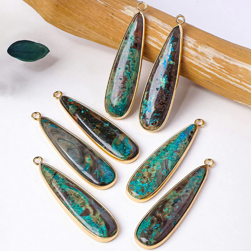 Buddha Stones Natural Stone Sea Sediment Jasper Agate Teardrop Shape Protection Necklace Pendant