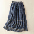 Buddha Stones Vintage Ethnic Floral Pattern Lined Drawstring Women's Skirt With Pockets