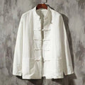 Buddha Stones Men's Tang Long Sleeve Shirt Frog Button With Pocket Stand Collar Comfort Shirt