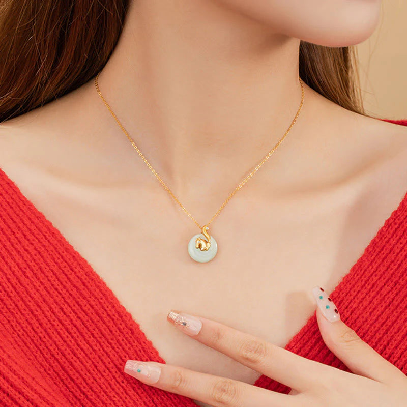Buddha Stones Chinese Zodiac Hetian Jade 925 Sterling Silver Abundance Necklace Pendant