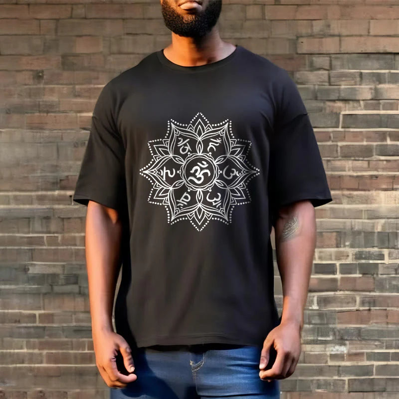 Buddha Stones Mandala Flower Om Mani Padme Hum Sanskrit Mantra Tee T-shirt
