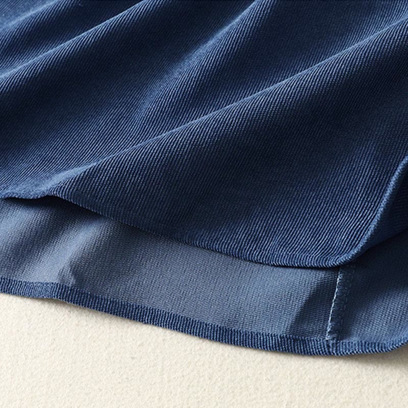 Buddha Stones Spring Retro DarkBlue Plain Sleeveless Midi Dress With Pockets
