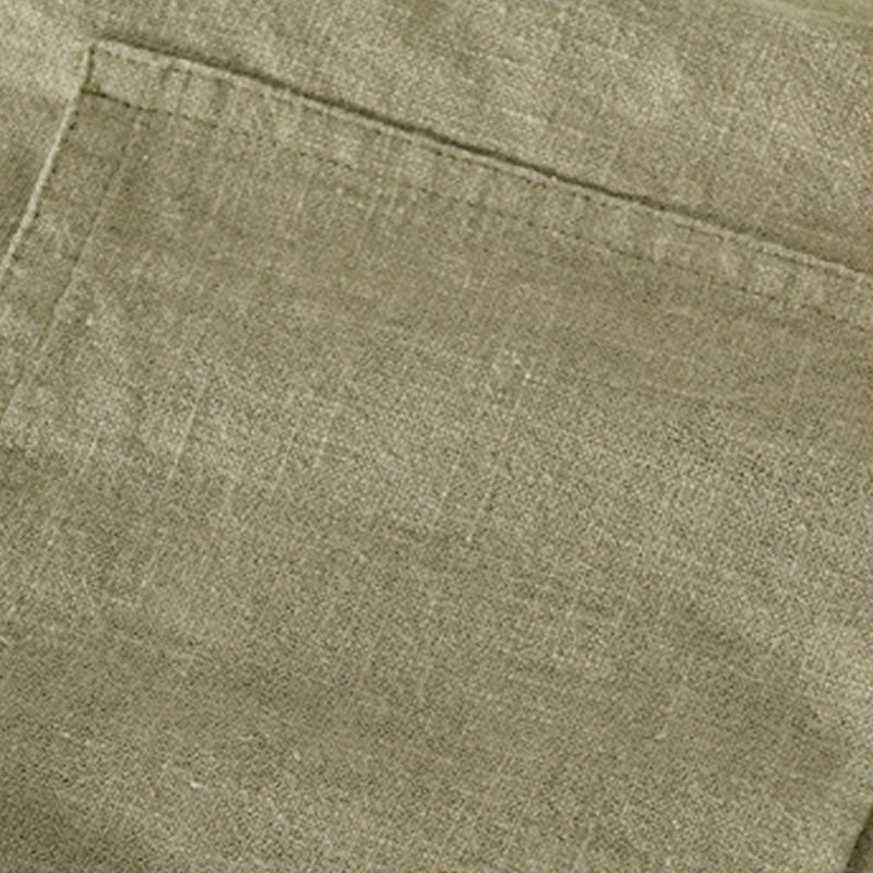 Buddha Stones Commute Fall Solid Color Lapel Men's Long Sleeve Cotton Linen Shirt With Pocket