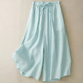 Buddha Stones Summer Elastic Waist Women's Capri Cropped Wide Leg Pants With Pockets