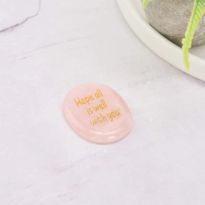 Buddha Stones Hope All Is Well With You Natural Rose Quartz Palm Stone Compassion Crystal Decor