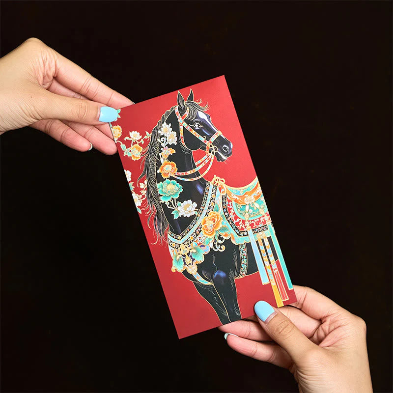 Buddha Stones 6pcs Colorful Chinese Red Envelope Year Of The Horse 2026 New Year
