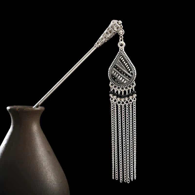 Buddha Stones Water Drop Lily of the Valley Flowers Tassels Confidence Hairpin