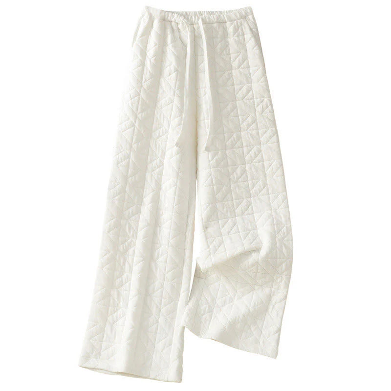 Buddha Stones Women's Fall Solid Color Drawstring Thermal Wide Leg Pants With Pockets