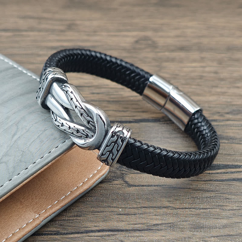Buddha Stones Knot Design Braided Leather Balance Bracelet