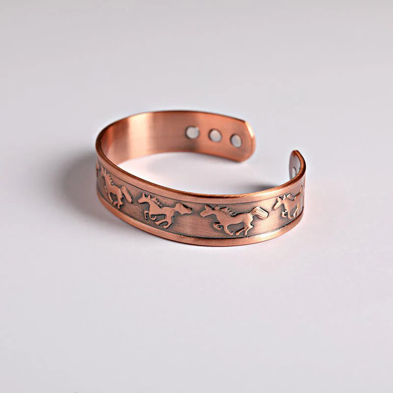 Buddha Stones Year Of The Horse Copper Open Self Care Cuff Bracelet Bangle