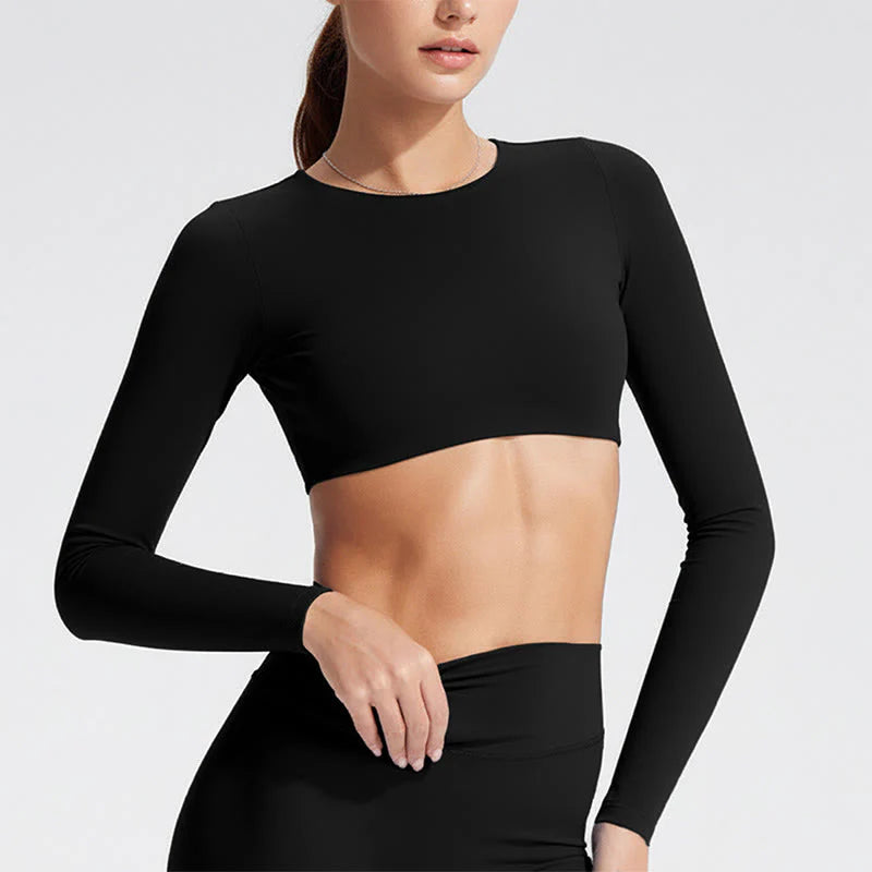 Buddha Stones Long Sleeve Backless Bra Sports Fitness Yoga Women's Tank Top