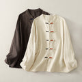 Buddha Stones Plain Chinese Frog-Button Long Sleeve Women's Cotton Linen Zen Clothing Shirt