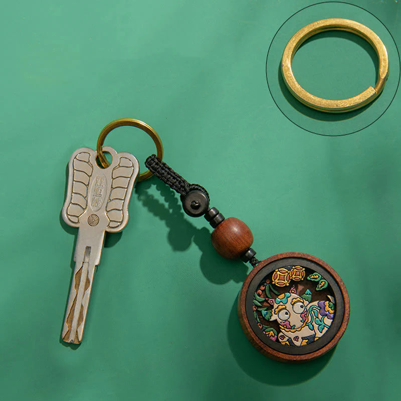 Buddha Stones Year Of The Dragon Hand Painted Chinese Zodiac Rosewood Carved Calm Key Chain (Extra 35% Off | USE CODE: FS35)