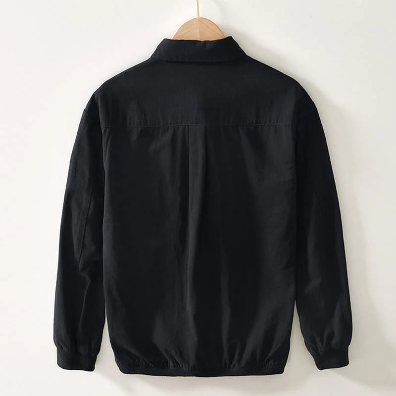 Buddha Stones Fall Solid Long Sleeve Buttons Down Men Cotton Shirt With Pockets