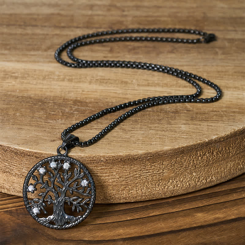 Buddha Stones The Tree Of Life Titanium Steel Creation Necklace Pendant