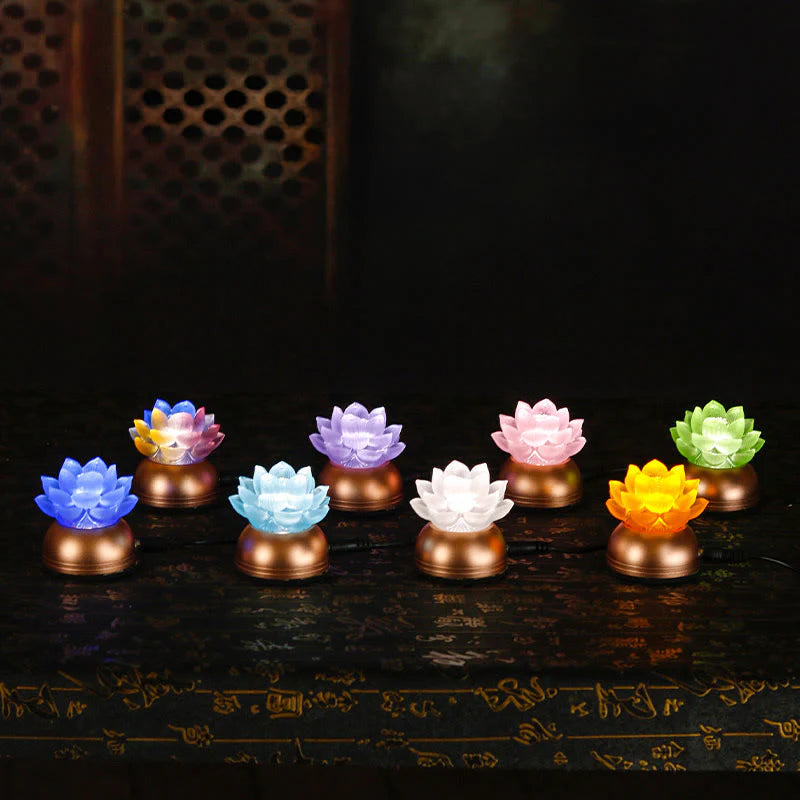 Buddha Stones Lotus Liuli Glass Copper New Begining Home Decoration