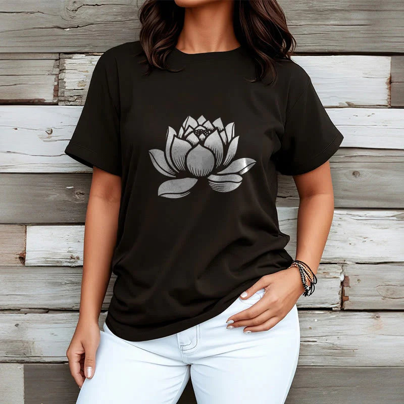 Buddha Stones Lotus Flower Design Tee T-shirt