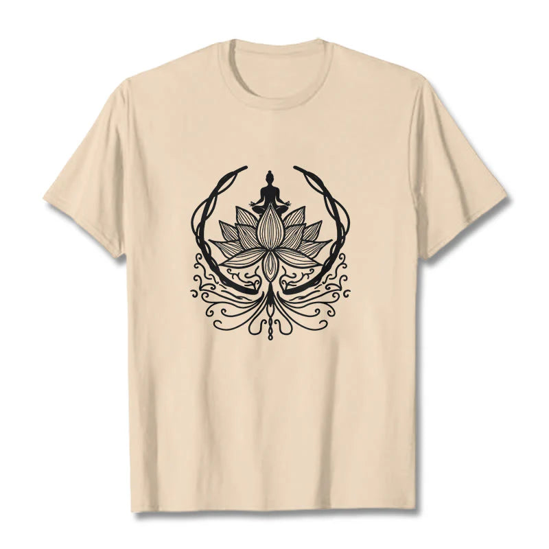 Buddha Stones Meditation Buddha Seated Inside A Lotus Flower Tee T-shirt